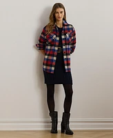 Lauren Ralph Women's Buffalo Check Belted Twill Shirt Jacket