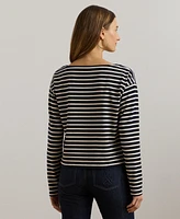 Lauren Ralph Women's Striped Cotton Jersey Boatneck Top