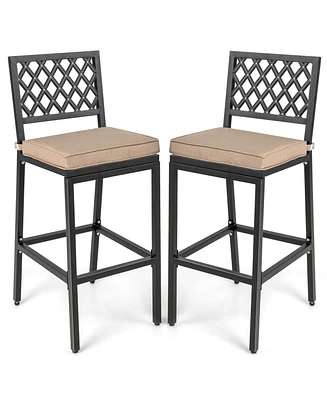 Sugift Set of 2 Patio Bar Chairs with Detachable Cushion and Footrest