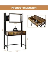 Sugift Industrial Vanity Table with 3-Position Adjustable Mirror