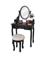 Sugift Vanity Makeup Table Set Bedroom Furniture with Padded Stool