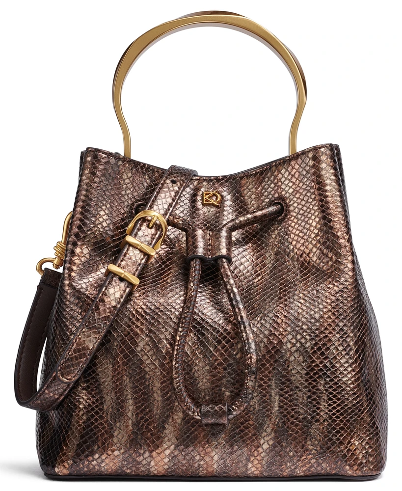 Donna Karan New York Lawrence Metallic Snake Top Handle Bucket Bag