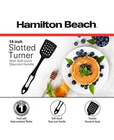Hamilton Beach Slotted Spatula Turner Hard Plastic Heat-Resistant 14in Soft-Touch Ergonomic Handle Heavy Duty, Spatulas Turner for Vegetables & Flippi
