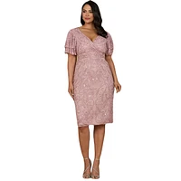 Lara Women's Beaded Midi Dress with Cape Sleeves