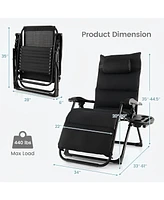 Inolait Adjustable Metal Zero Gravity Lounge Chair with Removable Cushion and Cup Holder Tray