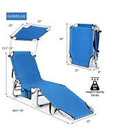 Vebreda 5-Position Adjustable Outdoor Chaise Chair Recliner Chair with Canopy Shade