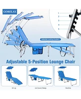 Vebreda 5-Position Adjustable Outdoor Chaise Chair Recliner Chair with Canopy Shade