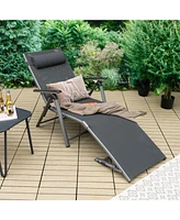 Sugift Outdoor Aluminum Chaise Lounge Chair with Quick-Drying Fabric