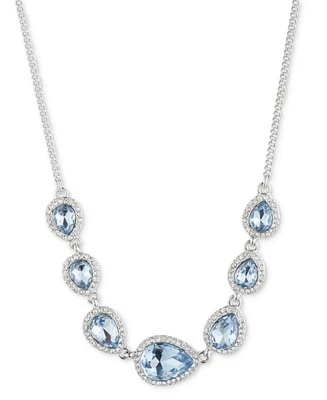 Givenchy Silver-Tone Stone & Crystal Pear Halo Collar Necklace, 16" + 3" extender