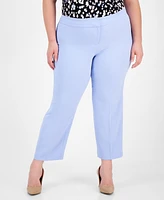 Kasper Plus Stretch Crepe Fly-Front Pants