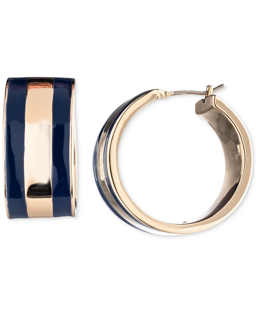 Lauren Ralph Lauren Gold-Tone Blue Enamel Small Huggie Hoop Earrings, 1"