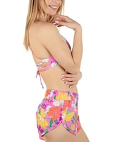 Hurley Juniors Printed Strappy Tie Back Bikini Top Daisy Delight Dolphin Shorts