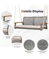Sugift 2-Person Patio Wicker Hanging Swing Chair