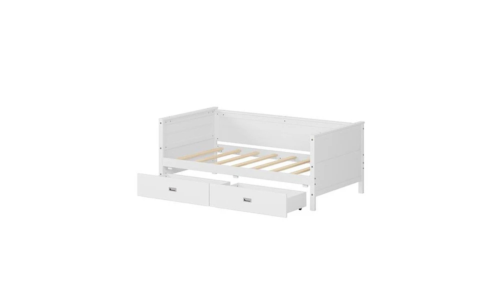 Slickblue Twin Size Solid Wood Daybed with Two Drawers Ideal for Kids, Teens, Dorms, and Guest Rooms