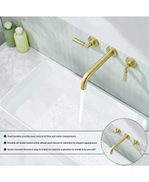 Flynama 2-Handle Wall Mounted Faucet in Brushed Gold