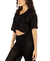 Hurley Juniors' Cotton Crochet Camp Cover-Up Shirt