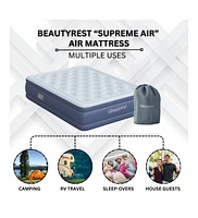 Beautyrest 17" Supreme Air Comfort Top Air Mattress with Built-in SureLock Pump and Auto Shut-Off, Twin Size, Puncture-Resistant Dura