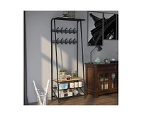 Garmin Coat Rack Shoe Bench with 5/10 Hooks, Hall Trees Entryway Bench with Storage for Entryway, Living Room, Bedroom, Brown