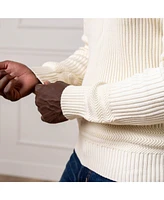 Hope & Henry Men's Organic Crew Neck Herringbone Detail Sweater