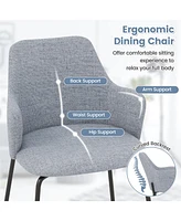 Gymax Dining Chairs Set of 2 w/ Curved Backrest Wide Seat & Armrests Durable Frame Gray