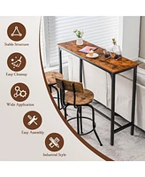 Sugift 48 Inch Outdoor Patio Dining Table with Steel Frame