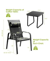 Sugift 2 Pieces Patio Loveseat Bench Table Furniture Set with Cushioned Chair