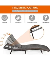 Inolait Patio Folding Chaise Lounge with 5 Adjustable Levels and Cushion