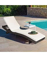 Inolait Patio Folding Chaise Lounge with 5 Adjustable Levels and Cushion