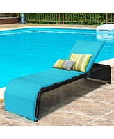 Inolait Adjustable Patio Rattan Lounge Chair with Cushioned