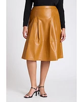 Eloquii Women's Faux Leather Full Midi Skirt