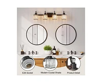 gaomon Bathroom Vanity Light Fixtures Modern Crystal Vanity Light Fixtures Over Mirror，4 Light Modern Crystal Wall Lighting with Square Shade B
