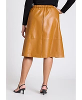 Eloquii Women's Faux Leather Full Midi Skirt