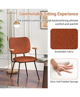 Gymax Set of 4 Fabric Kitchen Dining Chair Armchair Padded Modern Accent Chair Orange