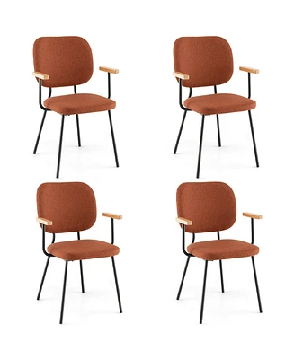 Gymax Set of 4 Fabric Kitchen Dining Chair Armchair Padded Modern Accent Chair Orange