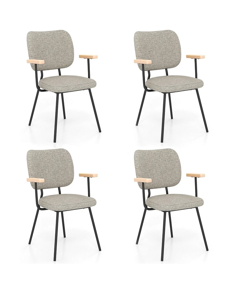 Gymax Set of 4 Fabric Kitchen Dining Chair Armchair Padded Modern Accent Orange