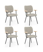 Gymax Set of 4 Fabric Kitchen Dining Chair Armchair Padded Modern Accent Orange