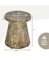 Sugift Weather Resident Rock End Table with Wood Grain for Living Room