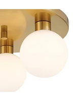 Possini Euro Design Katalin 12 1/4" Modern Semi Flush-Mount Ceiling Light Fixture Kitchen Foyer Hallway Round 3-Light Led Dimmable Gold Finish White G