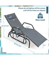 Sugift Outdoor Chaise Lounge Glider Chair with Armrests and Pillow