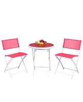 Sugift 3 Pieces Patio Folding Bistro Set for Balcony or Outdoor Space