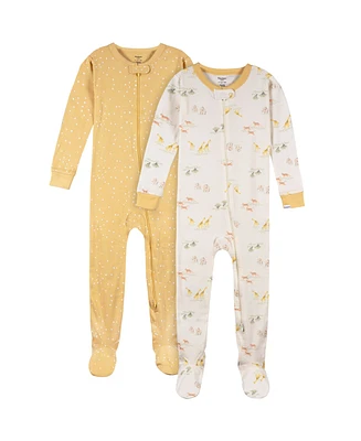 Gerber Baby Boys Snug Fit Footed Pajamas, 2-Pack, Safari