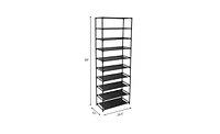 Slickblue 10 Tier Stackable Shoe Rack Storage Shelves - Stainless Steel Frame Holds 50 Pairs Of Shoes