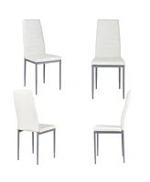 Sugift 4 Pieces Pvc Elegant Design Leather Dining Chairs with Solid Metal Legs