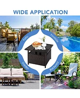 Inolait Outdoor Patio Rattan Wicker Steel Side Deck Table