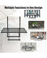 Sugift Railing Folding Table with 5-Level Adjustable Heights