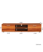 Slickblue Walnut Tv Stand for 70-Inch TVs – Media Console Entertainment Center with Storage Cabinet