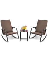 Vebreda 3 Pieces Patio Rattan Rocking Furniture Set