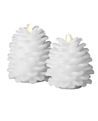 Seasonal Pinecone Flameless Candle, 2-Pc. Set