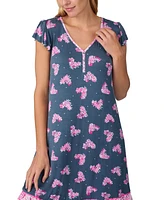 Ellen Tracy Women's Printed Flutter-Sleeve Sleepshirt