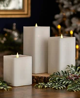 Seasonal Classic Motion Flameless Square Candle, 3Pc. Set-4x6,4x8,4x10